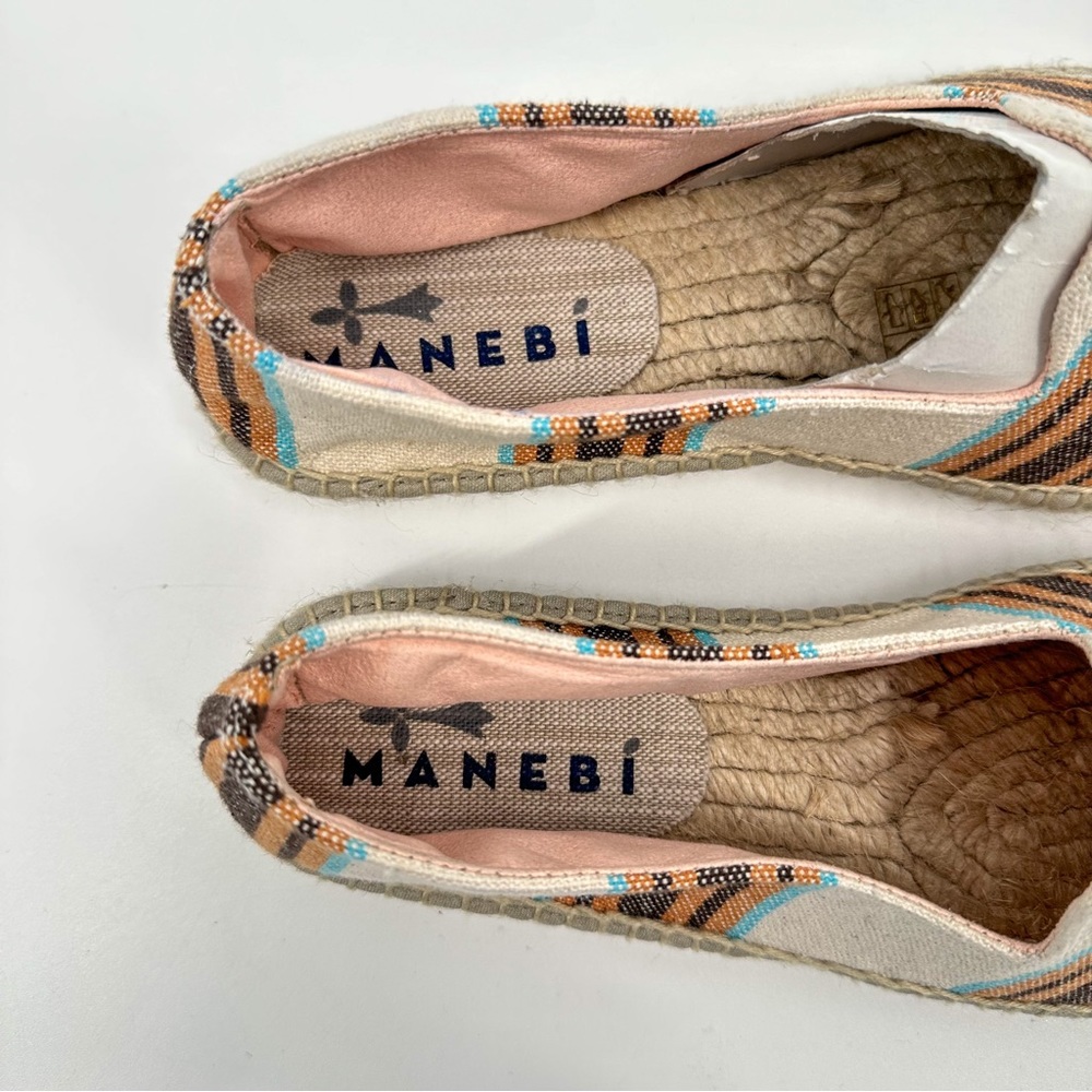 Manebi Portofino Espadrilles Slip On Flats Canvas Jute Stripe Women Size EU 37 - Picture 4 of 5
